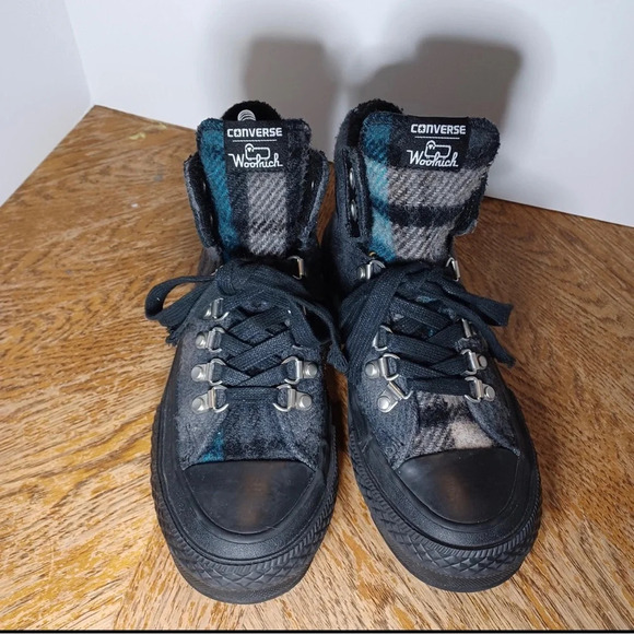 Converse Woolrich Black Street Hiker Hi Plaid Sneakers Womens Size5 (296 Box 34) - Picture 6 of 9